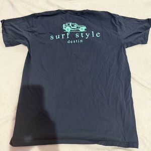Surf Style Men's Dark Blue Tee with Mint Graphic